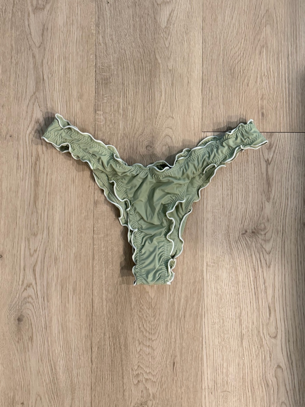 NWT Sage Green Ruffle Bikini Bottoms - hygiene liner still attached